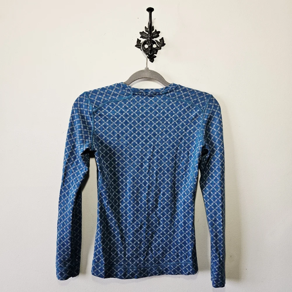 Smartwool Blue Diamond-Pattern Merino Base Layer Top - Picture 3 of 5